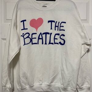White 'I Love The Beatles' Crew neck Sweatshirt Sz Large